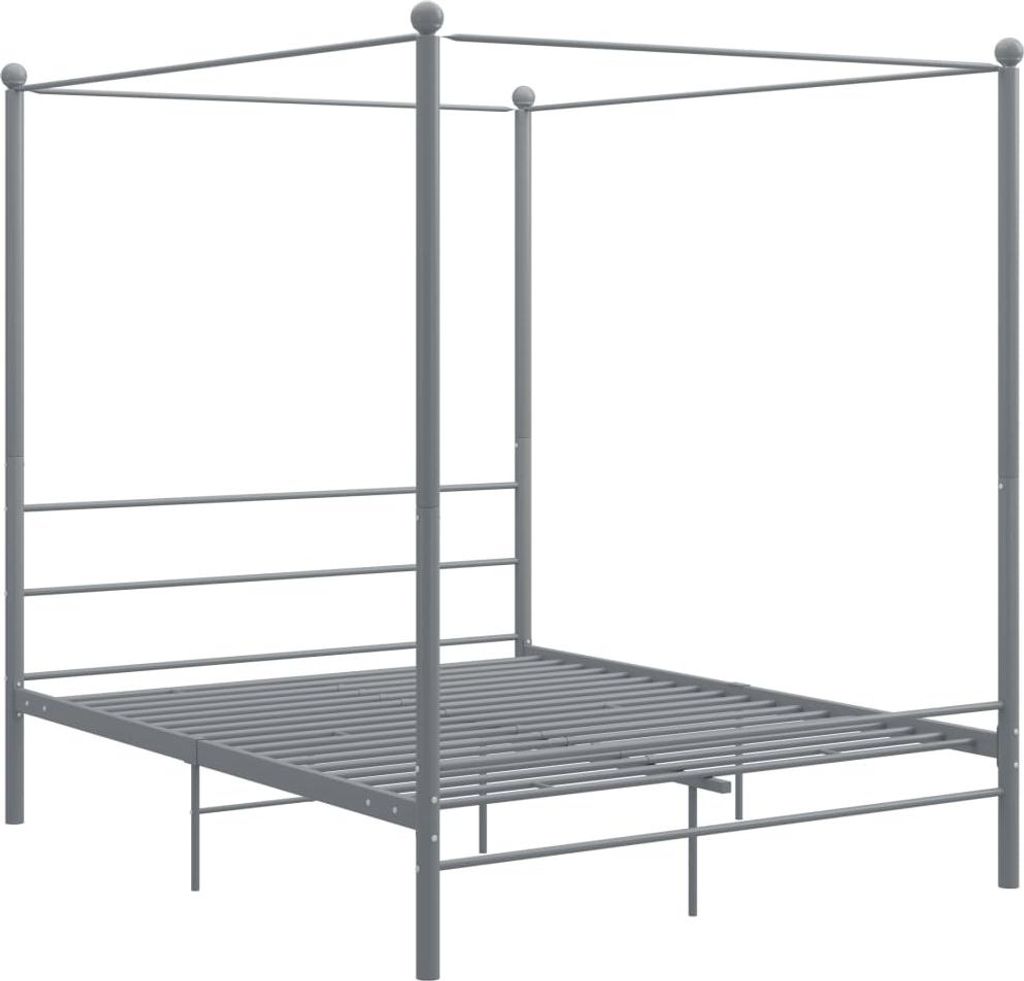 vidaXL Himmelbett Grau Metall 160x200 cm