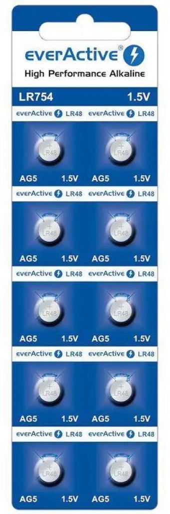 Gombíková alkalická batéria EVERACTIVE LR754, LR48, 1,55V, Obrázok produktu 