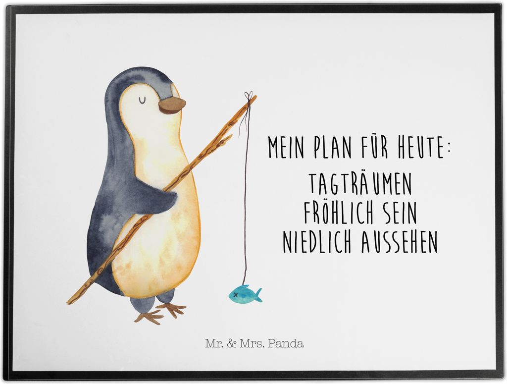 Mr. & Mrs. Panda schreibtischunterlage Pinguin Angler - Weiß - Geschenk, Schreibunterlage, Geschenkidee, Pinguine, Urlaub, Motiviert, Unterlage Sc...