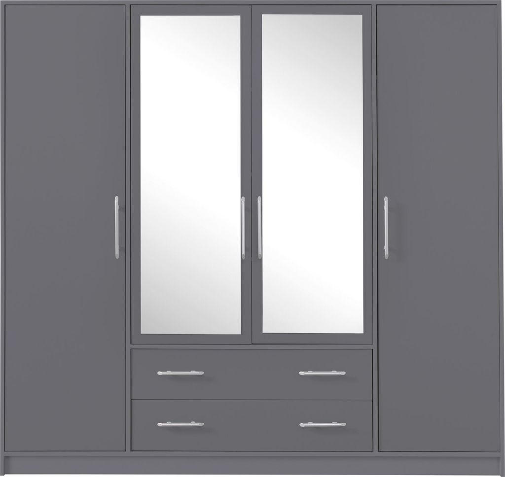Kleiderschrank 200x190x56cm SMART SRL1 Schrank 4 Türen 2 Schubladen Anthrazit