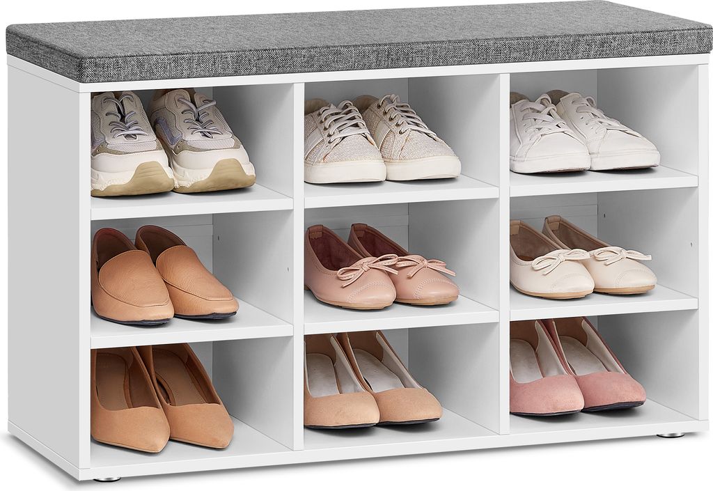 VASAGLE Schuhbank, Sitzbank, 9 Fächer, Länge 78,5 cm, Weiß Produktbild 9