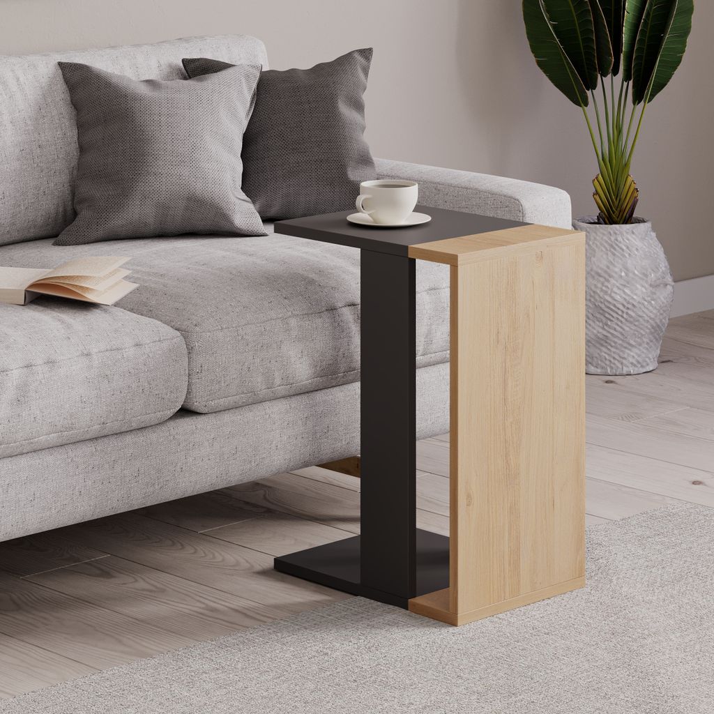 DECORTIE Zetti C-Modell Beistelltisch - Eiche+Anthrazit 40 Produktbild 