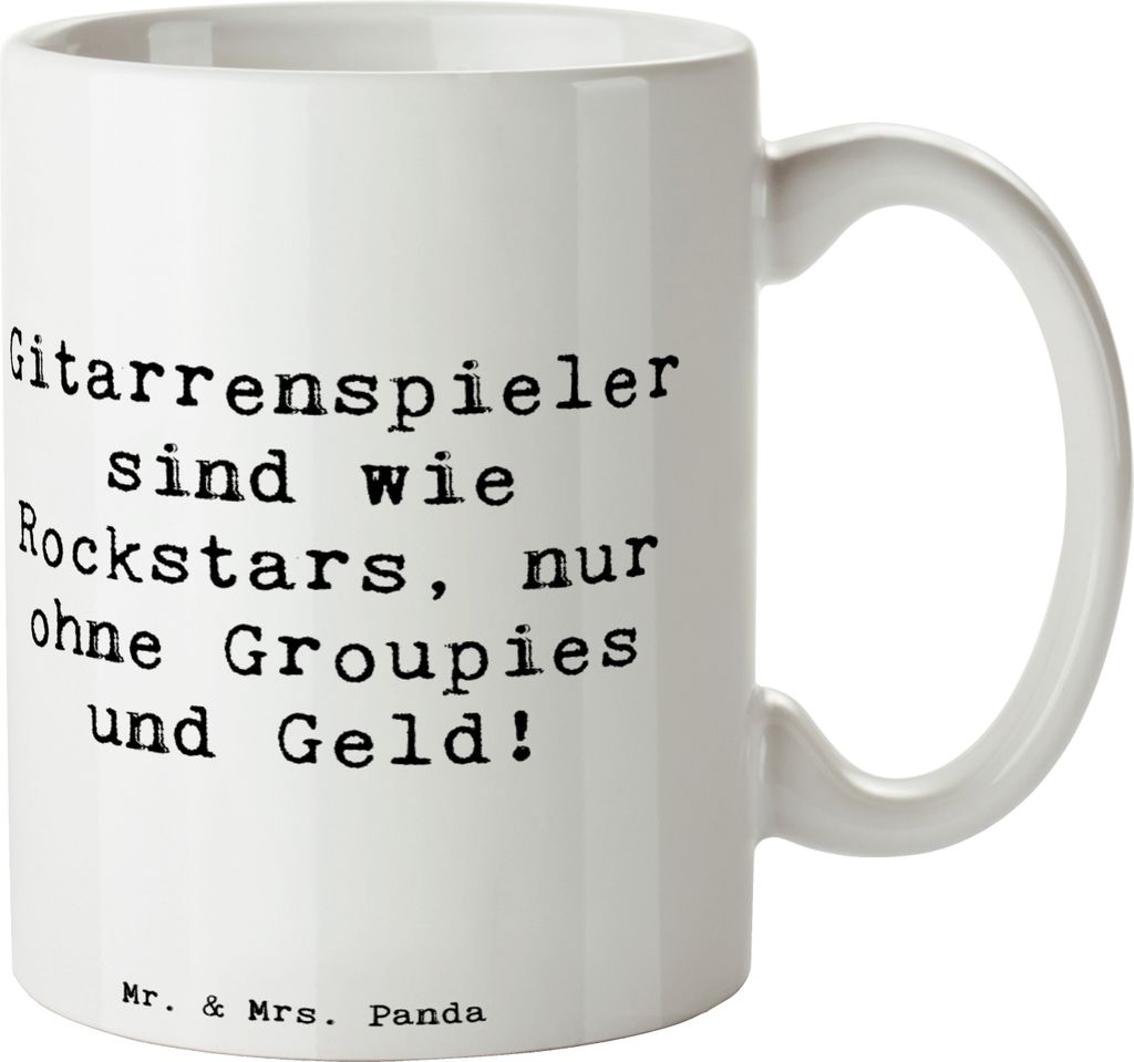 Mr. & Mrs. Panda Tasse Spruch Gitarre Helden - Weiß - Geschenk, schöne, Lernen, Trinkbecher, Abenteuer, Liebe, Teetasse, Akustik, Musik, Musiker,...