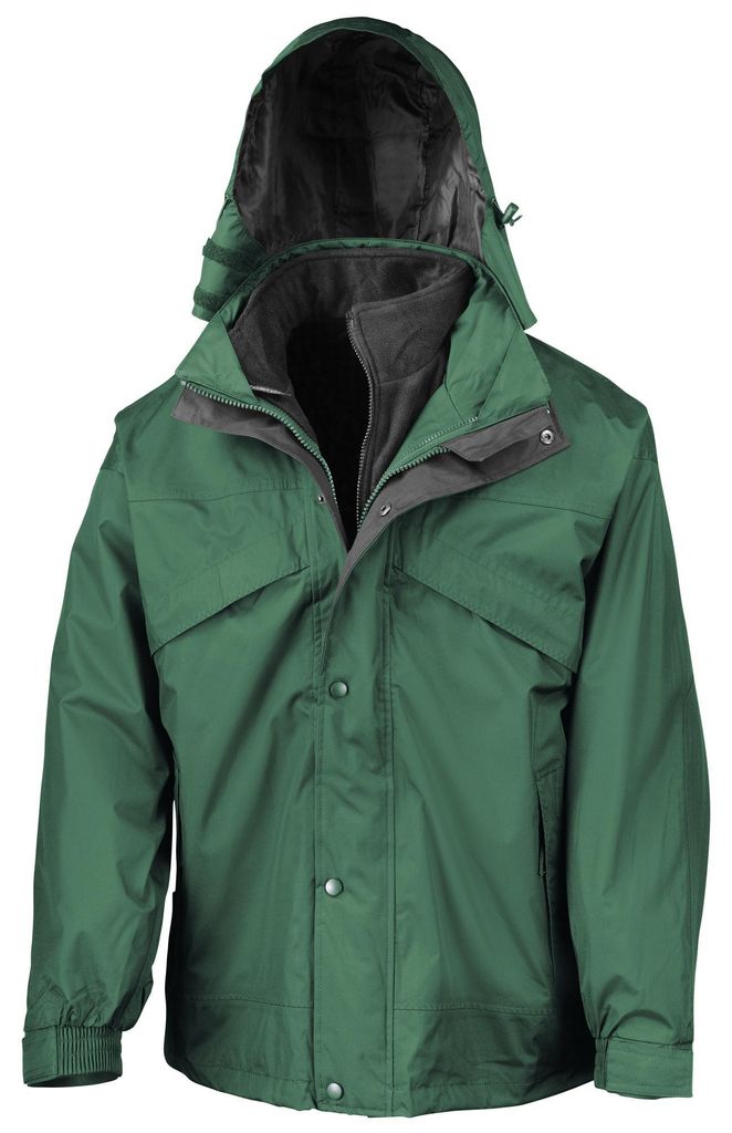 Result Herren 3-in-1 StormDri Jacke mit Reißverschluss und Druckknöpfen, wasserabweisend, winddicht FK585 (L) (Flaschengrün)