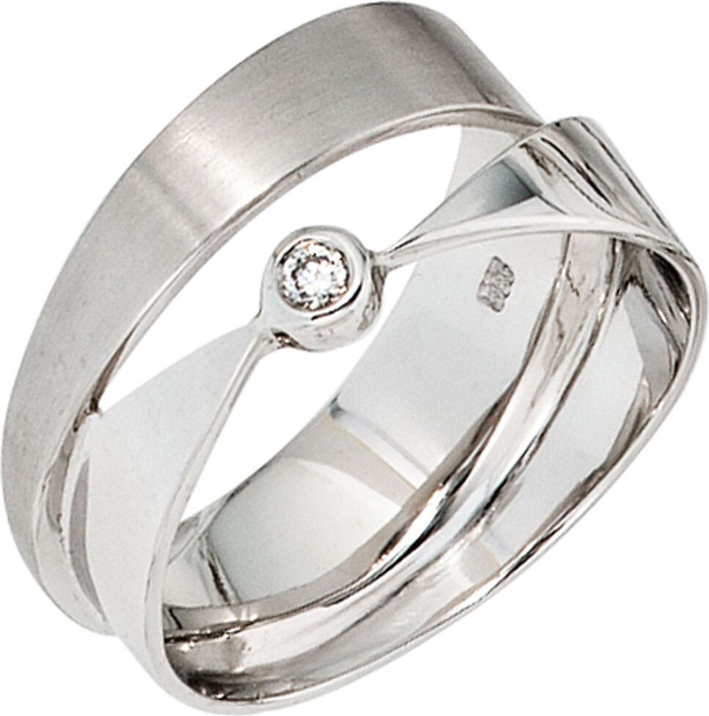 Ring Damenring mit Diamant Brillant freigeformt 585 Gold Weißgold Innenumfang 50mm Ø15.9mm