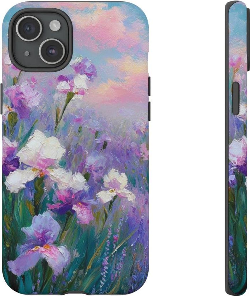 Pastellfarbene Irisblüten – Hülle Kompatibel mit iPhone 15 Plus
