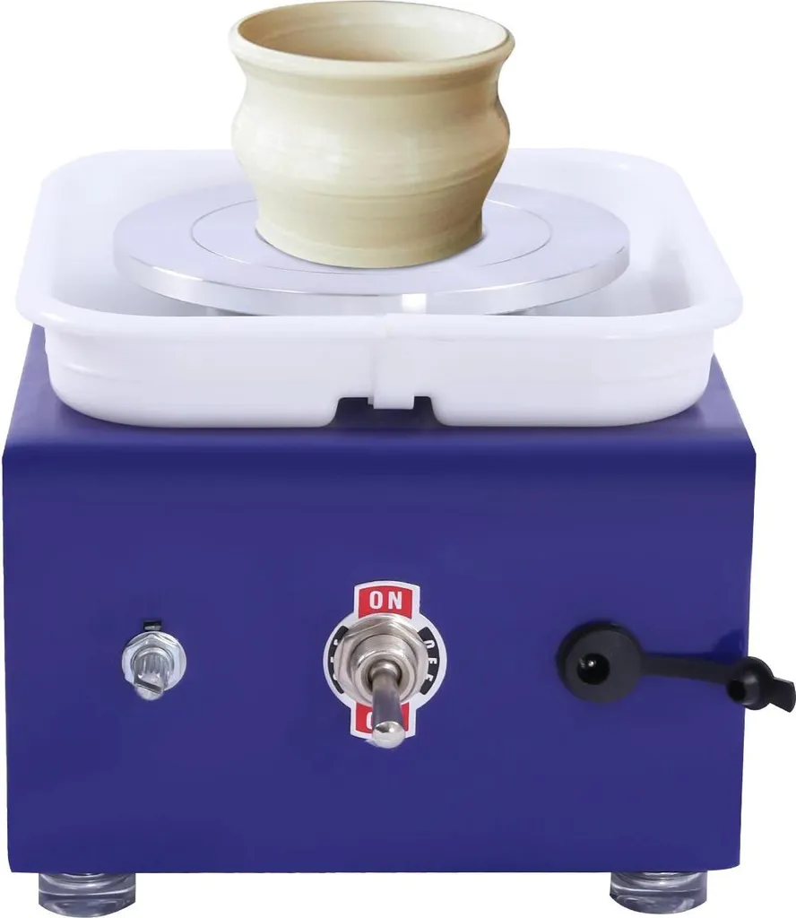 Tornio da vasaio - Mini tornio elettrico per Vetroceramica - 0-2000 giri/min - Motore da 24 W - 100-240 V - 12 V 2 A - Vasca rimovibile in ABS - Alloggiamento in metallo - Blu