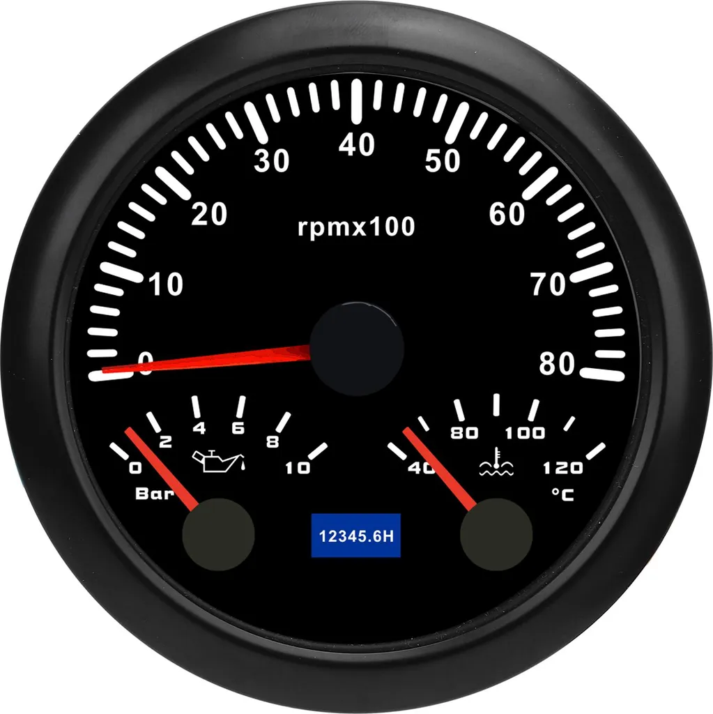 Compte-tours numérique multifonction 85 mm avec pression huile et eau - 2