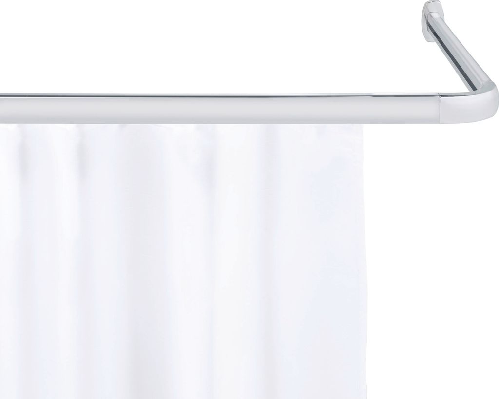 WENKO Winkelschiene Mod. Era Aluminium Winkelstange für Duschvorhang flexibel in L- und U-Form einfache Montage inklusive Gleiter Farbe Chrom
