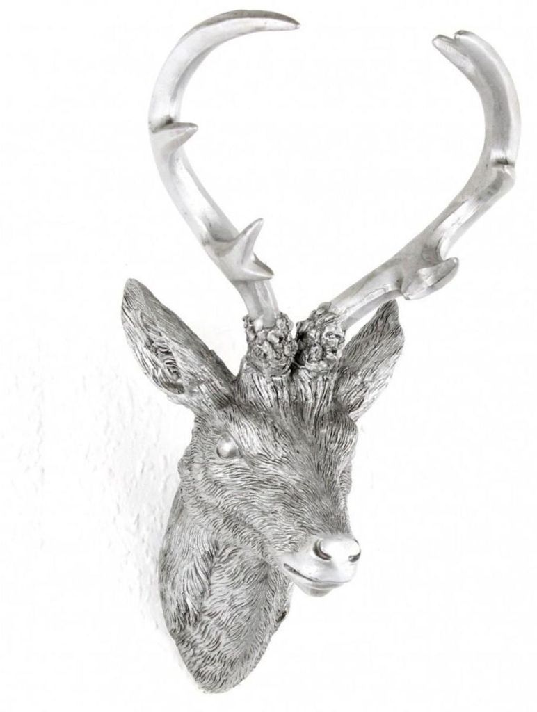 Hirschgeweih 20x12x30cm silber Kunststoff 10-Ender Produktbild 