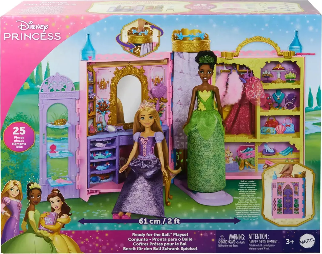Mattel Disney Armoire de Princesse HXC20 /2 pour Rangement de Poupées