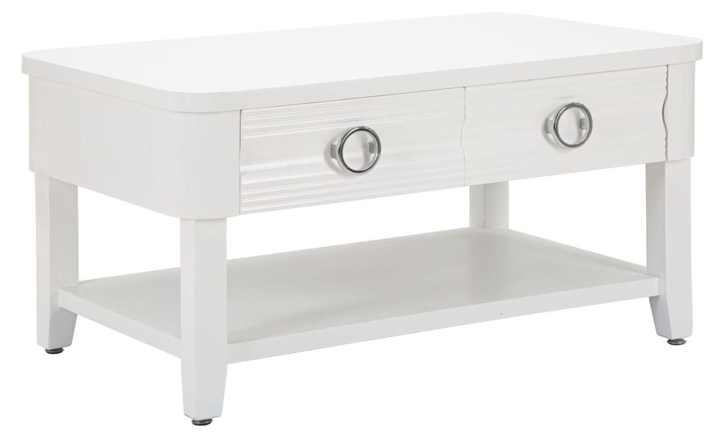 Tavolo da caffè Shine 90x60x47 cm in legno bianco - Immagine del prodotto 