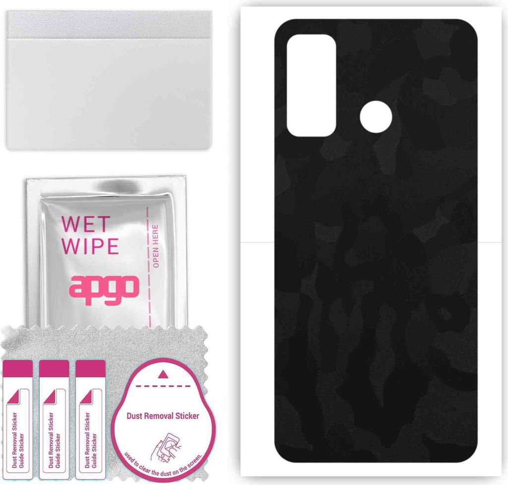 apgo Rückseite Schutzfolie, Skin, kompatibel mit Tecno Camon 16 S, Hinten Displayschutzfolie aus Vinylfolie, kratzfest, einfache Montage - Schwarz...