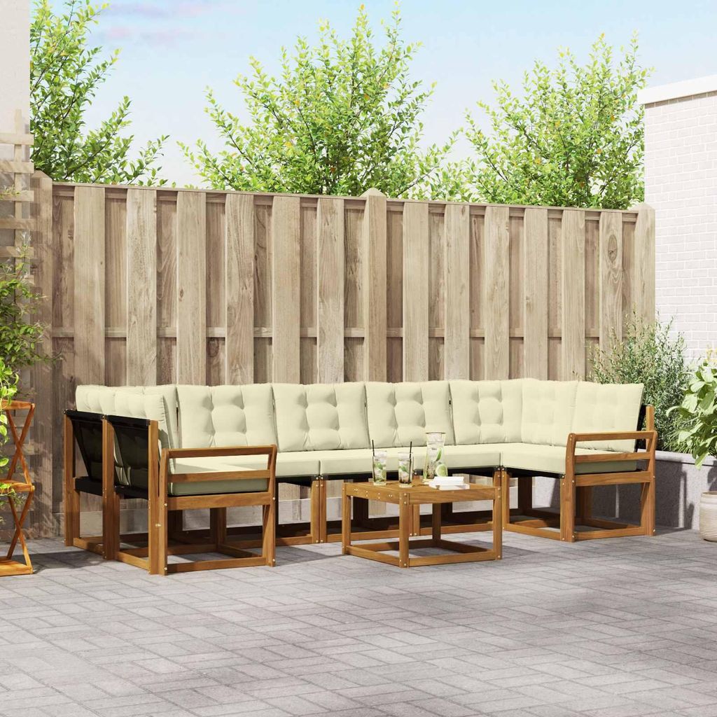 "Neues Produkt" Outdoor-Sofagarnitur ANTI-UV - CLORIS - mit Kissen - 8 pcs - Natur und Creme - Modern Gartensofas V332
