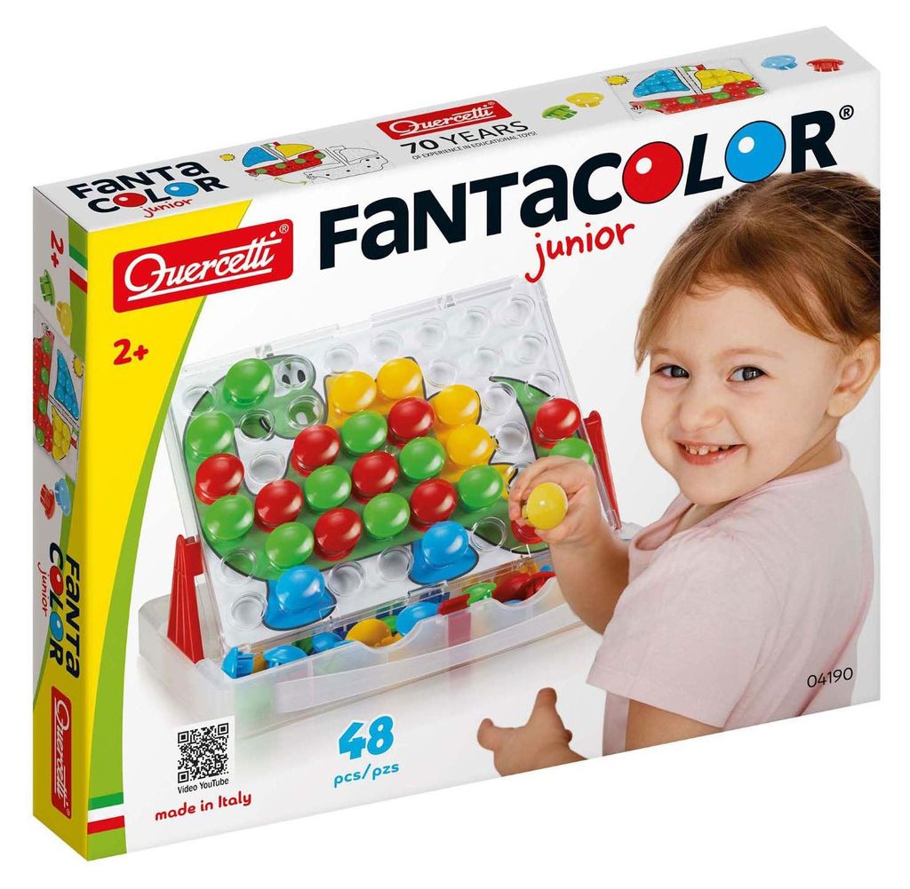Quercetti FantaColor Junior Basic, 48 pcs, Mosaique Loisir Creatif, Jeu