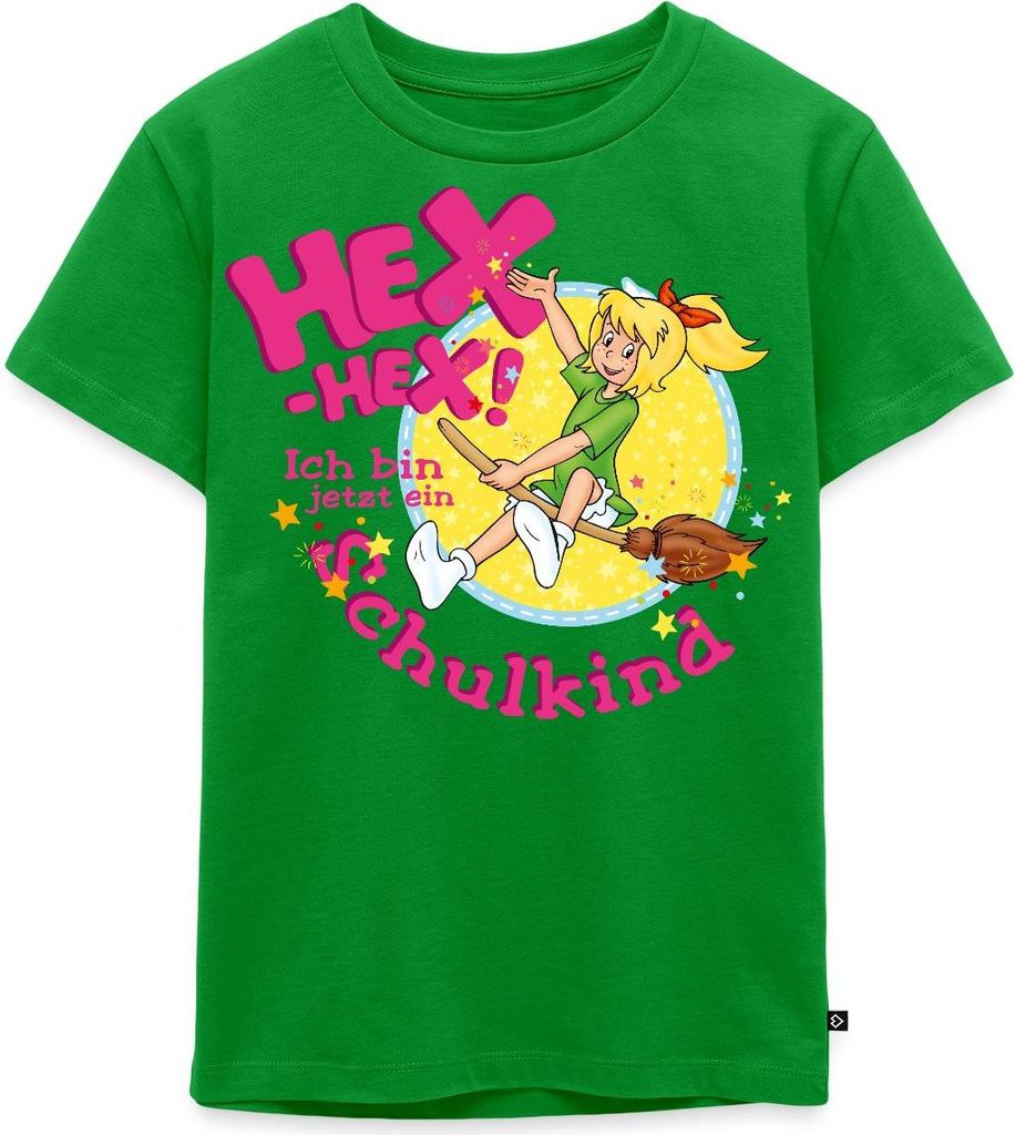 Spreadshirt Bibi Blocksberg Ich Bin Jetzt Ein Schulkind Kinder Premium T-Shirt, 110/116 (4 Jahre), Grün