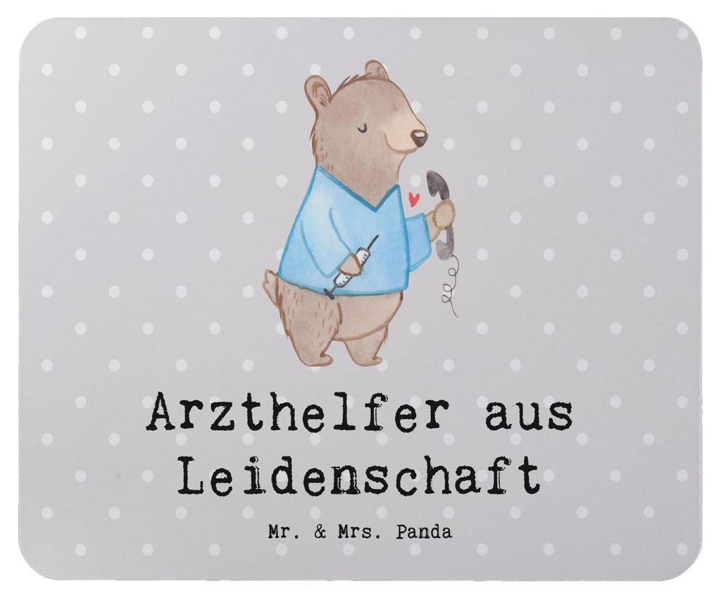 Mr. & Mrs. Panda Mousepad Arzthelfer Leidenschaft - Grau Pastell - Geschenk, mauspad laptop, pc, Mouse Pad, MFA, mousematte, Spruch, Arztpraxis, Kr...
