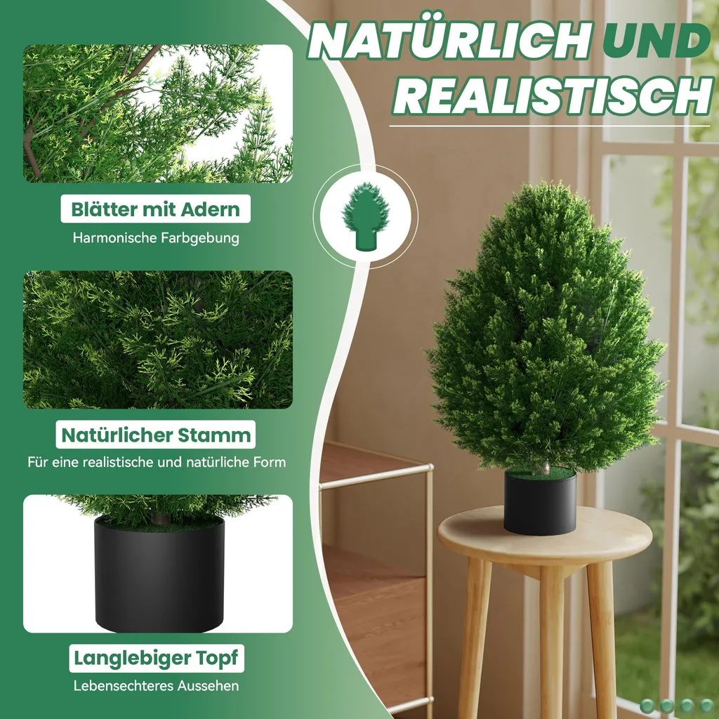 Mini Cyprès Artificiel 60 cm Lot de 2 - Feuillage Persistant Traité UV - 3