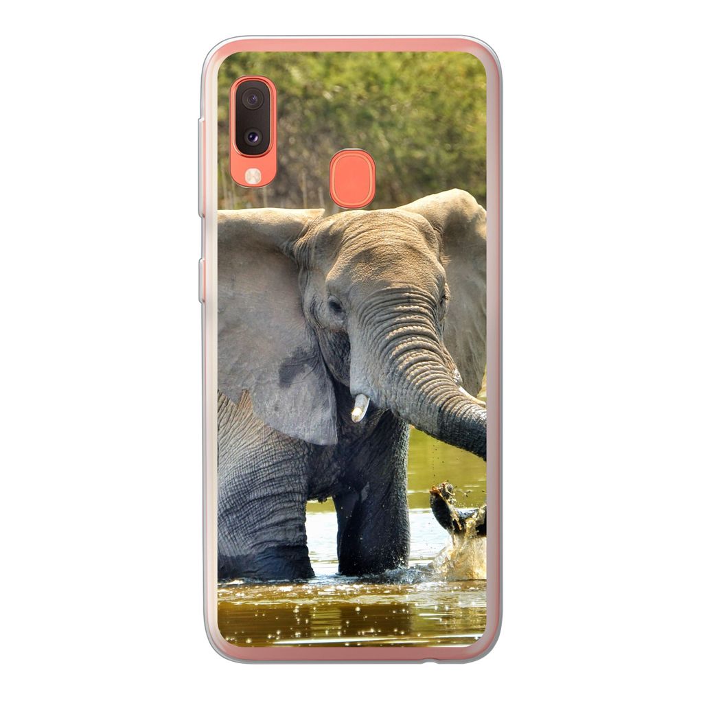 MuchoWow Handyhülle Schutzhülle Hülle für Samsung Galaxy A20e Elefant - Wasser - Tiere - Natur Silikon Softcase Handy Hülle - Abdeckung
