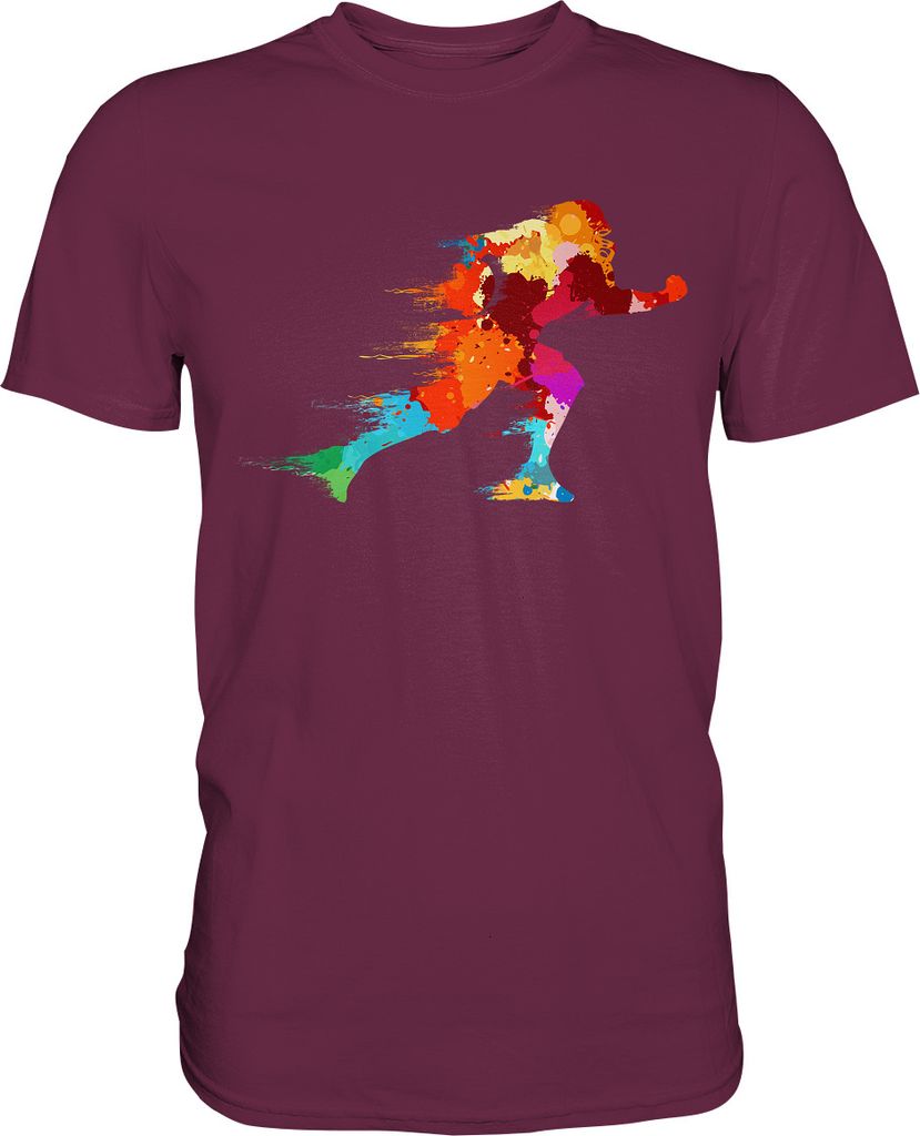 Bunter American Footballspieler T-Shirt – Burgundy / M Produktbild 