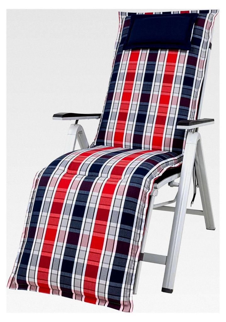 Auflage für Relaxliegen Rom blau-rot Sitzpolster 170x50x9 cm (ohne Liege)