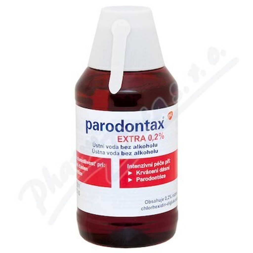 A bottle of Parodontax mouthwash.