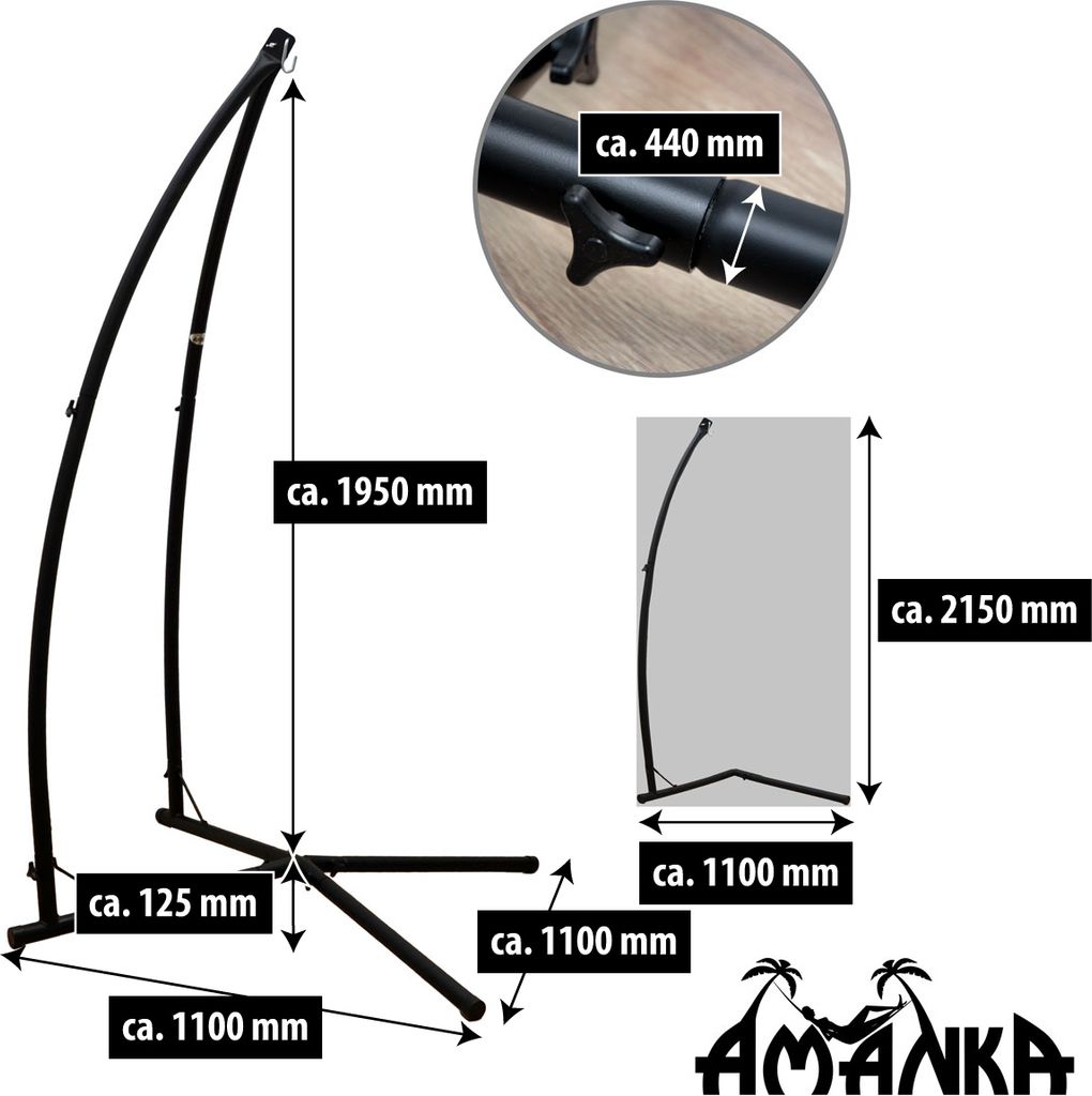 Rám závěsného křesla HSG-130 černý Obrázek produktu 5