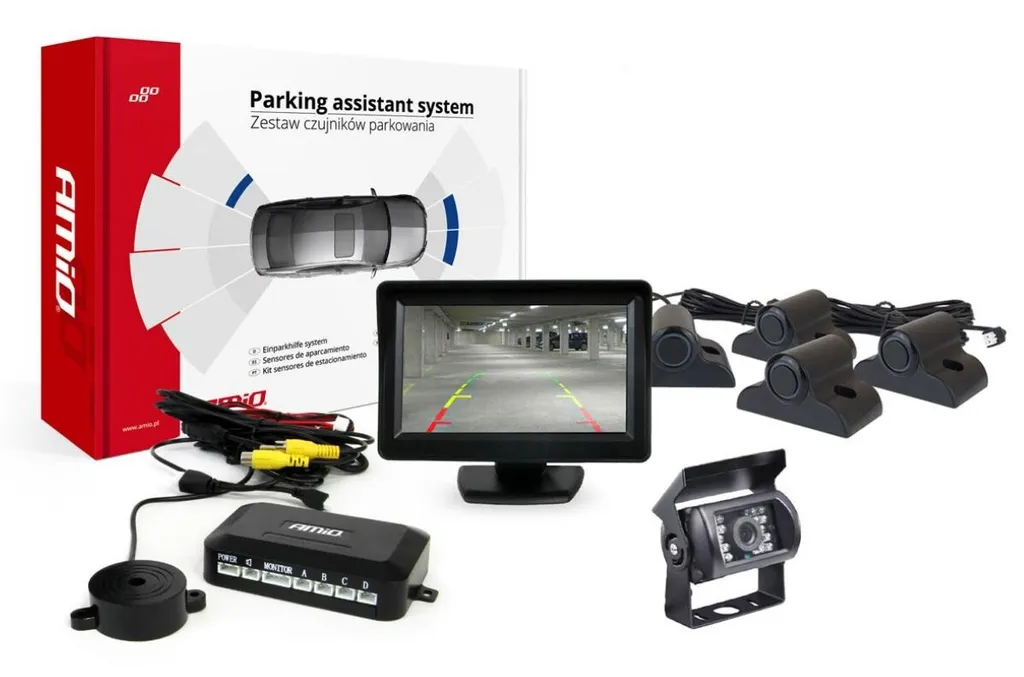 TFT01 Set di sensori di parcheggio da 4,3" con telecamera HD-501-IR 4 sensori nero Camion