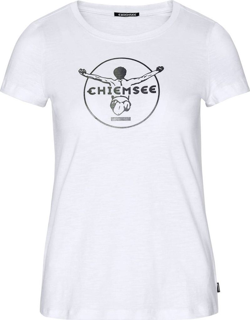 CHIEMSEE Damen T-Shirt - Taormina, Shirt, Baumwolle, Rundhals, Logo, kurz, einfarbig Weiß L
