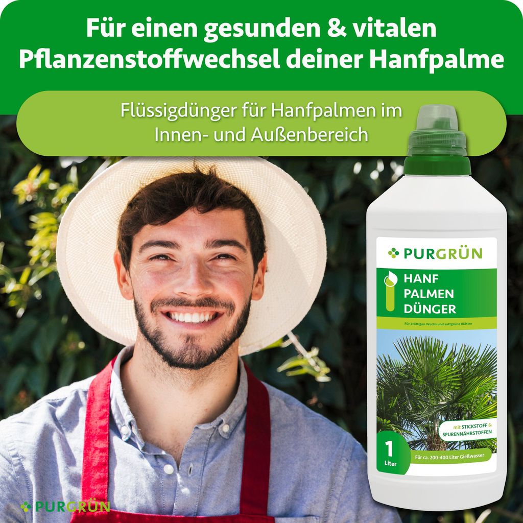 Purgrün Hanfpalmen Dünger | Flüssigdünger für Wachstum | 1L Produktbild 