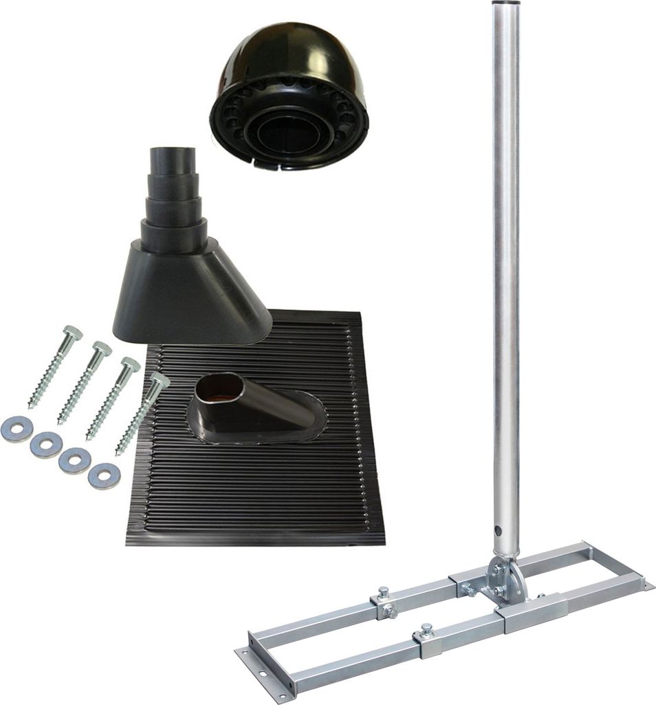 PremiumX PROFI X100-48K SAT Dachsparrenhalter ALU-Ziegel Tülle schwarz Mastkappe