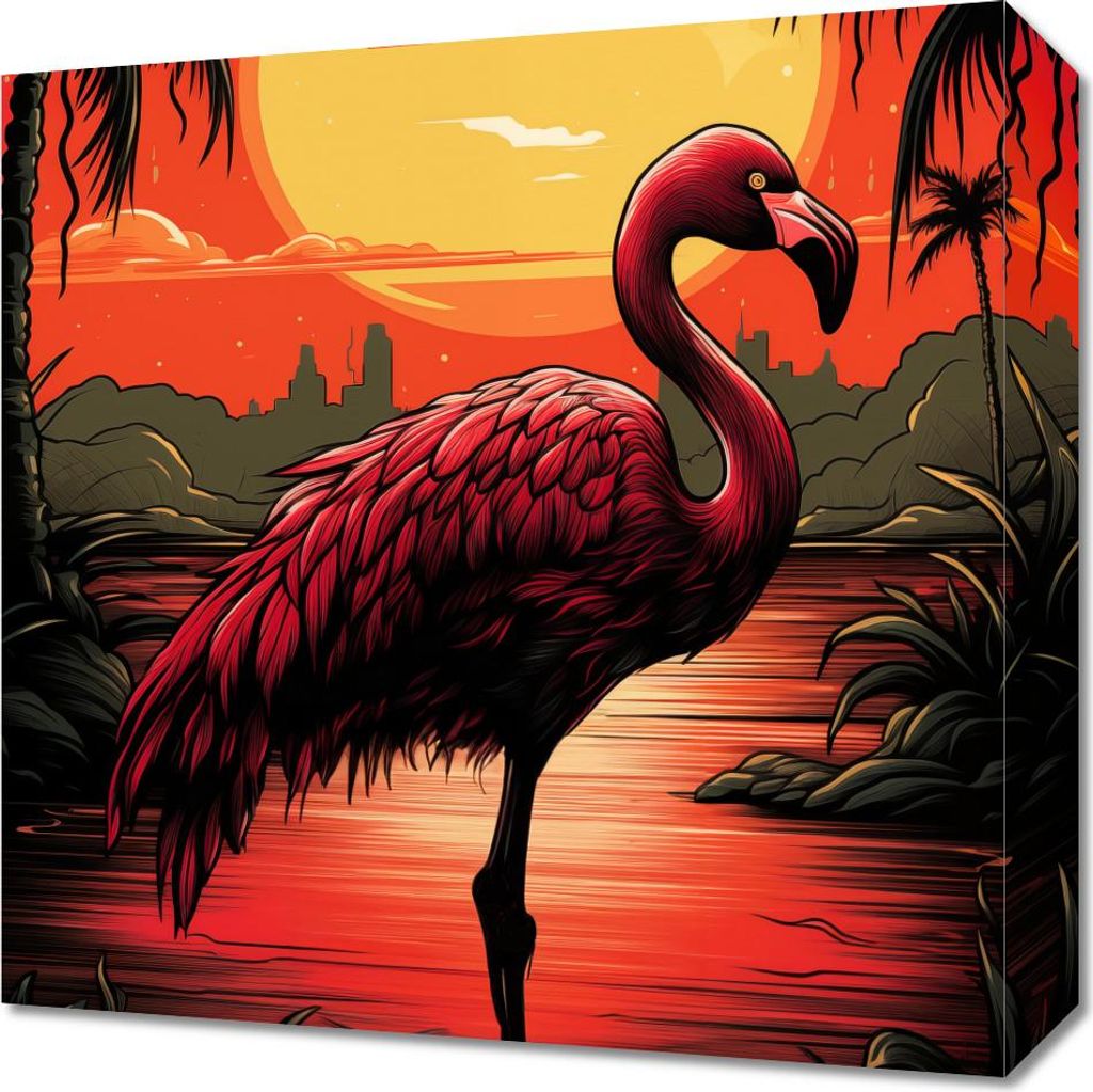 Bild 40x40cm Flamingo über Wasser