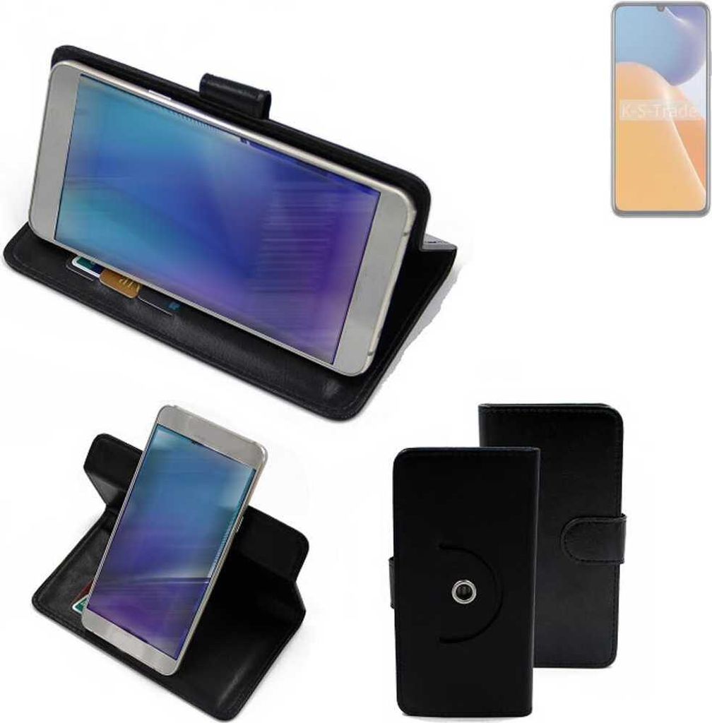 K-S-Trade Case Schutzhülle Handyhülle kompatibel mit Wiko Hi Enjoy 60 Flipcase Smartphone Cover Handy Schutz Tasche Klapphülle Walletcase schwarz
