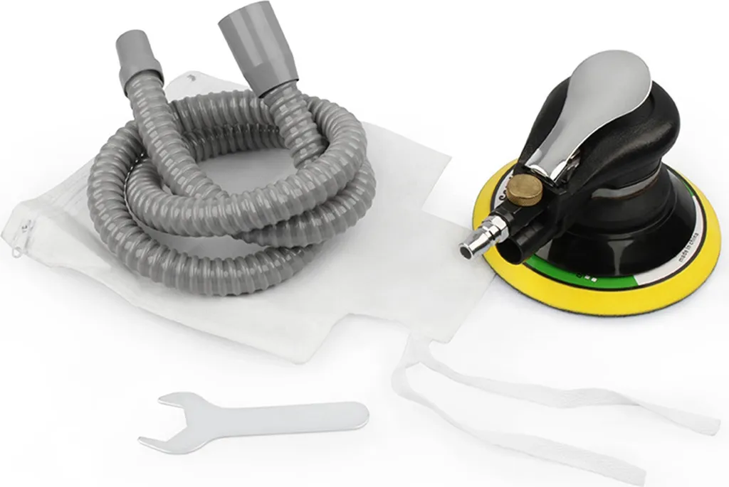 levigatrice orbitale pneumatica da 6" con tubo e sacchetto, levigatura per auto, metallo, legno, cera e lavorazione dei metalli