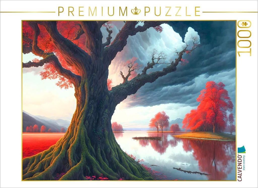 CALVENDO Puzzle Märchenhafte Landschaft mit Bäumen | 1000 Teile Lege-Größe 64x48cm Foto-Puzzle für glückliche Stunden