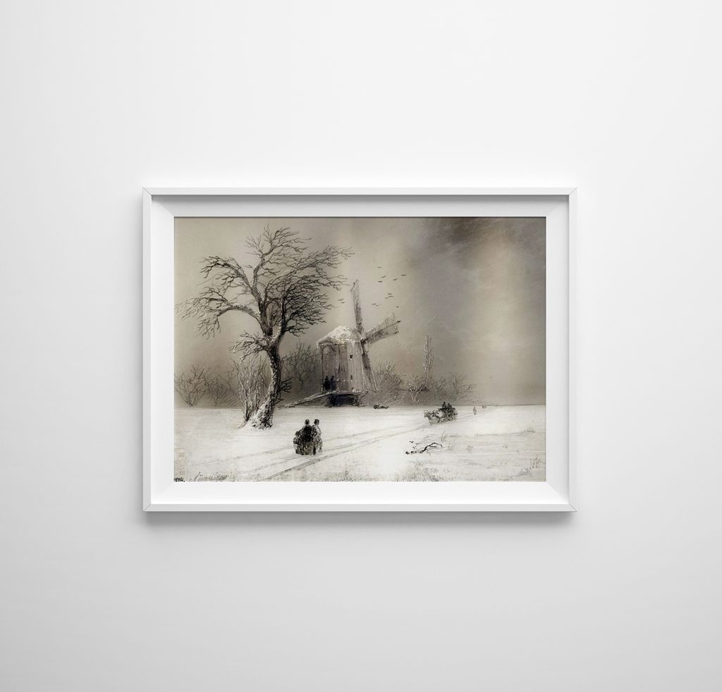 Poster - Canvas - Leinwand - 59,4 cm x 42 cm - Verschneite Landschaft Ivan Aiwasowski