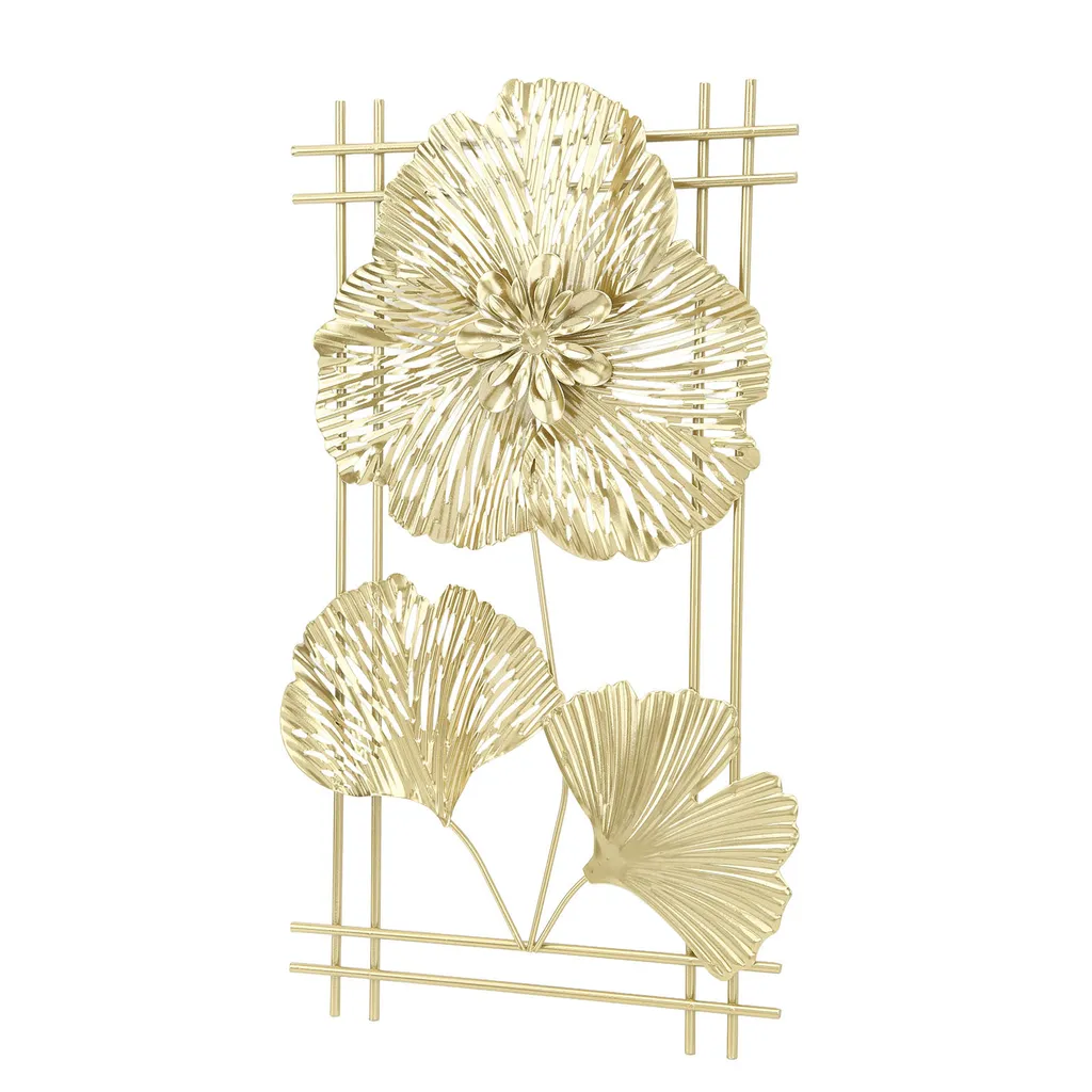 Decorazione Murale Ginkgo Oro 3D | Scultura Metallo Professionale