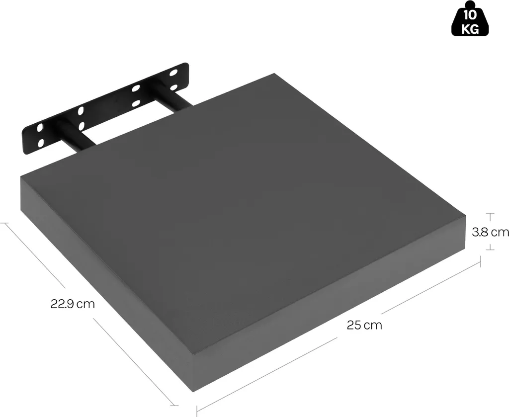 Mensola CD/DVD Grigio Chiaro 25x23cm - Scaffale Sospeso Minimal MDF