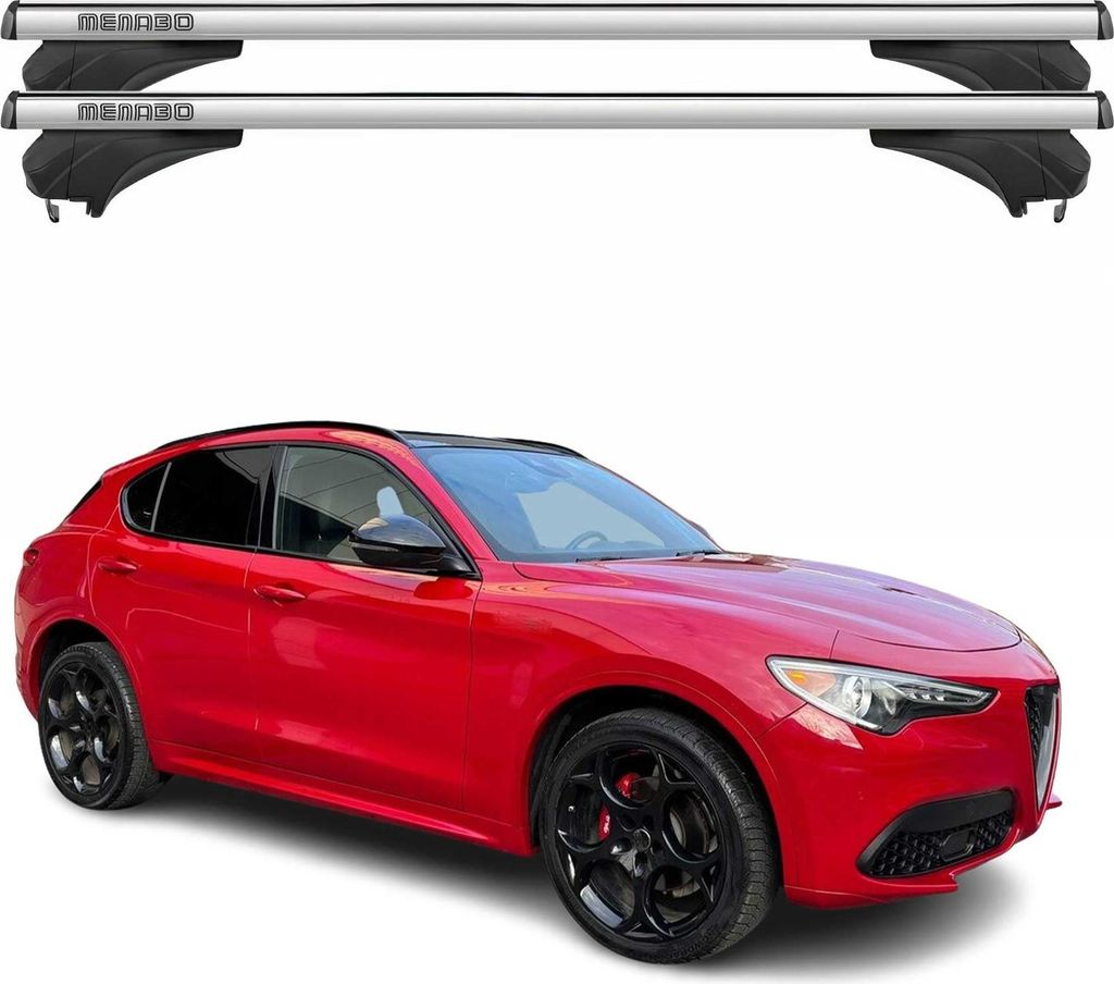 Menabo Dachträger Grundtäger für Alfa Romeo Stelvio 2017-2025 Alu Silber 2 tlg