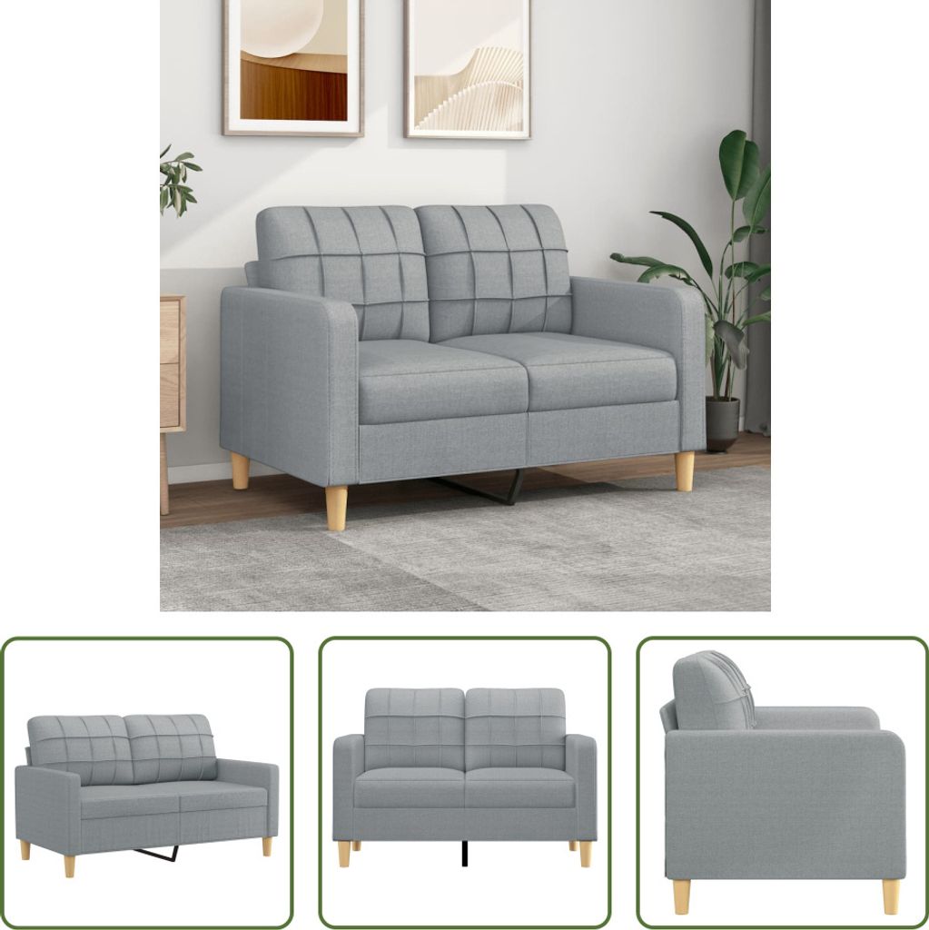 The Living Store 2-Sitzer-Sofa Hellgrau 120 cm Stoff