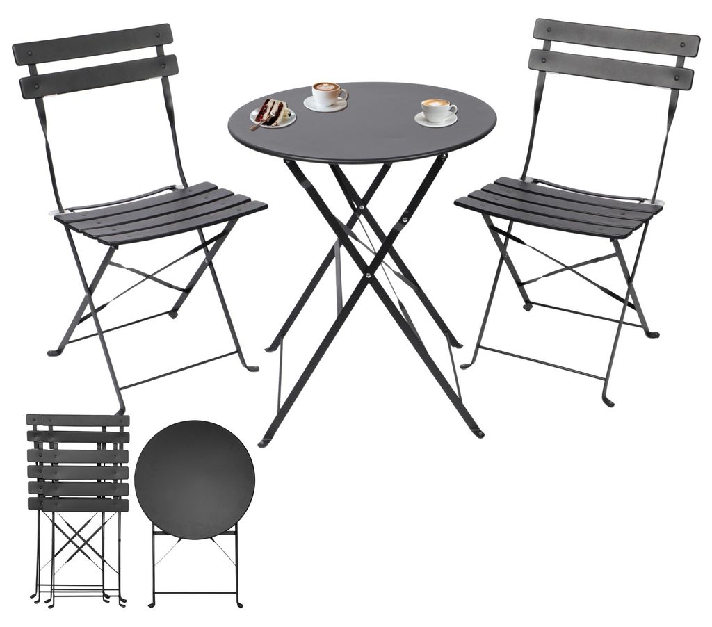 Albatros bistro set 3-dílný černý - bistro stůl se 2 Obrázek produktu 