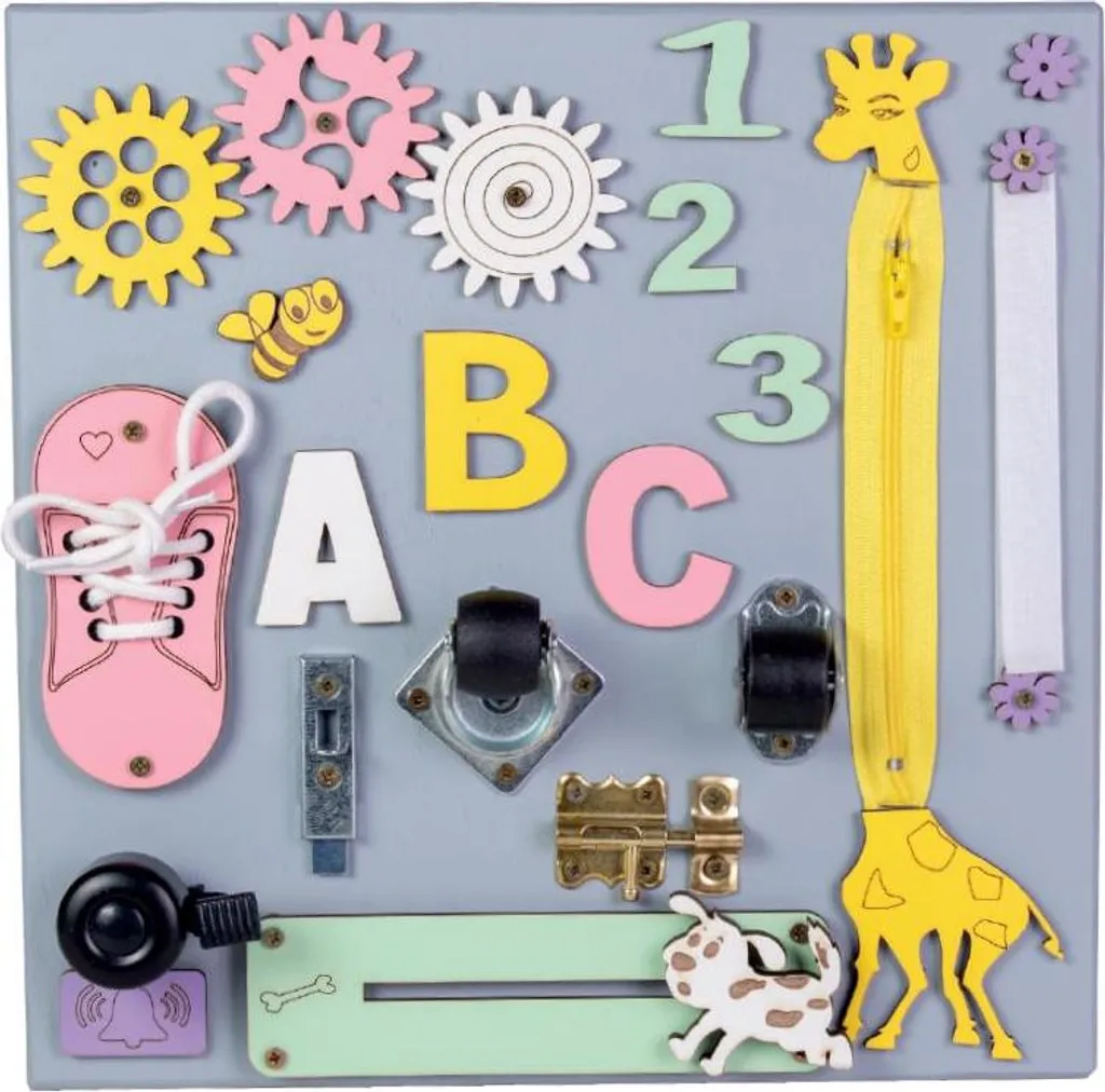 Table d'activités bébé girafe - Plateau de jeu éducatif multicolore