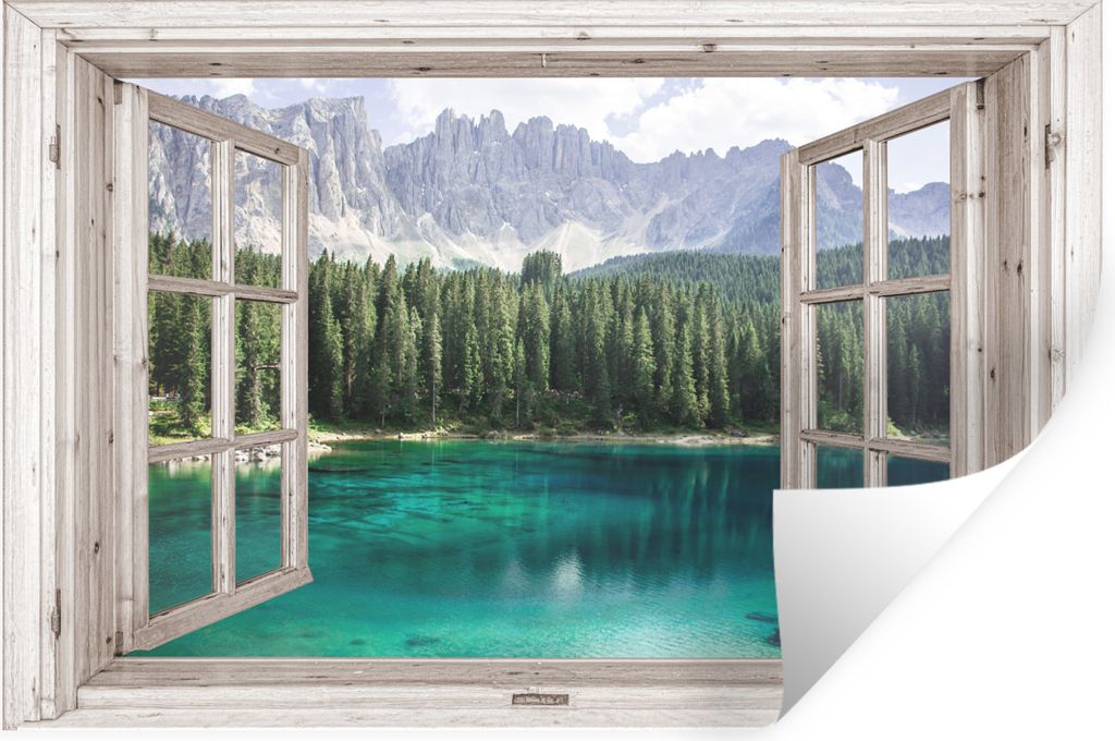 MuchoWow Wandtattoo Wandsticker Wandaufkleber Aussicht - Berg - Wasser 30x20 cm Selbstklebend und Repositionierbar - Wierderverwendbar - Selbstkl...
