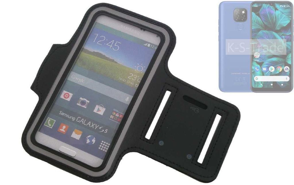 Kompatibel mit General Mobile GM 20 Neopren Jogging Armband Sportarmband Oberarmband schwarz kompatibel mit General Mobile GM 20 mit Reflektor