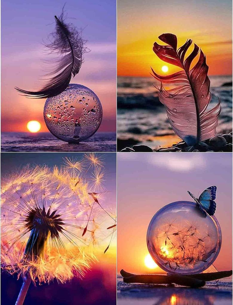 Diamond Painting Full Set, 4 Stück 5D Diamant Painting Produktbild 