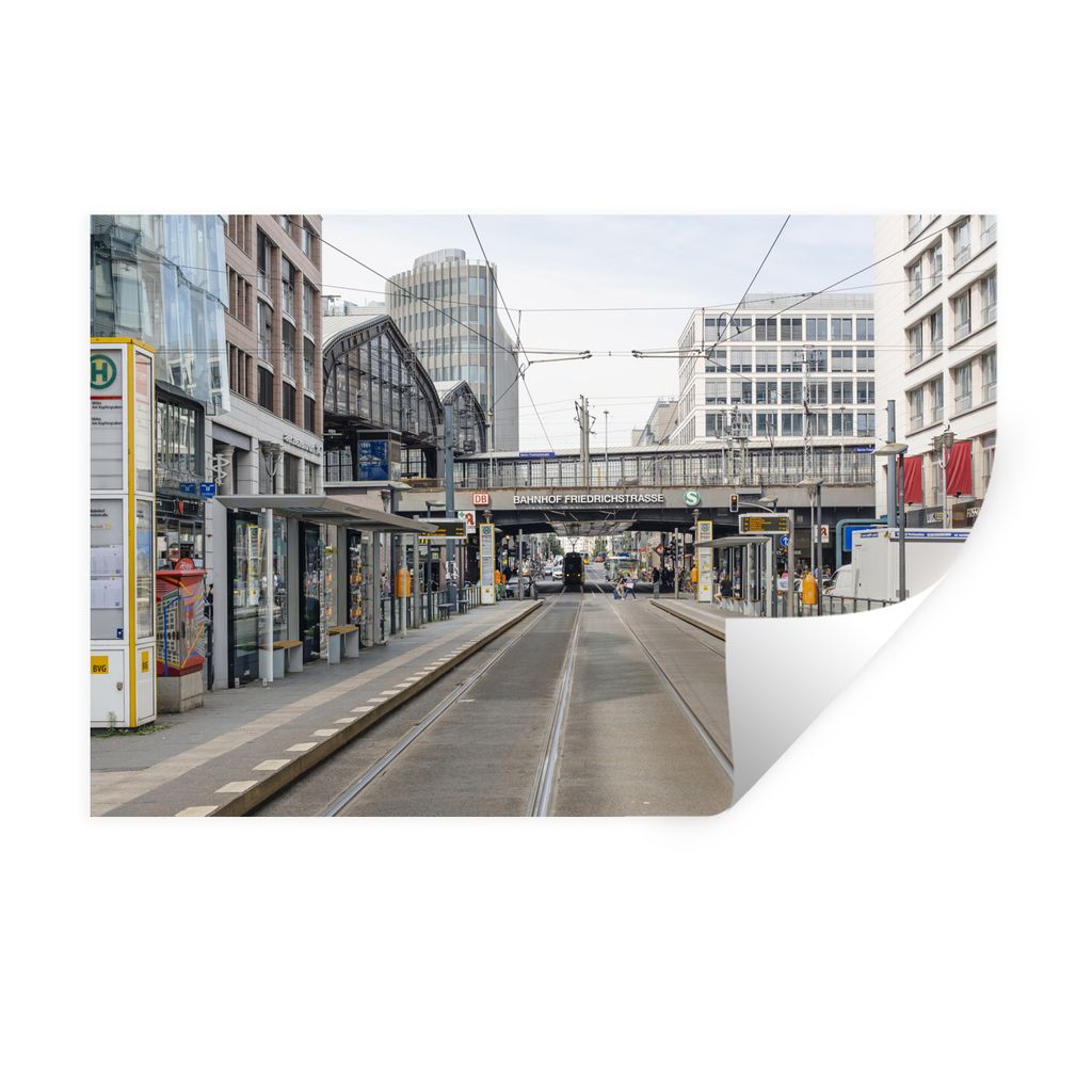 MuchoWow Wandtattoo Wandsticker Wandaufkleber Straßenbahn - Berlin - Deutschland 120x80 cm Selbstklebend und Repositionierbar - Selbstklebend - ...