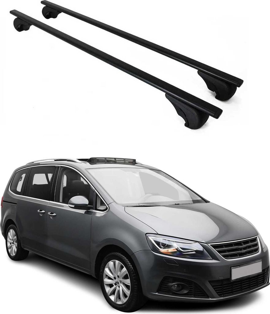 Dachträger Grundtäger für Seat Alhambra mk2 2010-2020 75kg Metall Schwarz 2 tlg