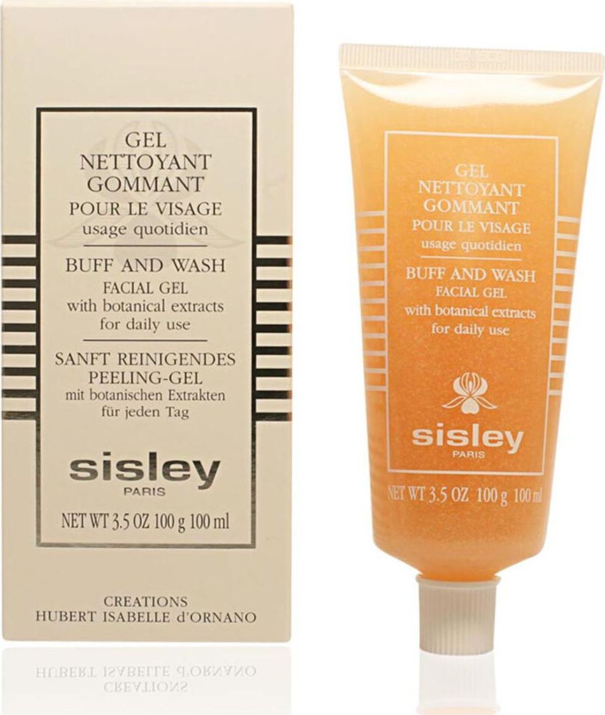 A product shot of a Sisley facial gel and its packaging.