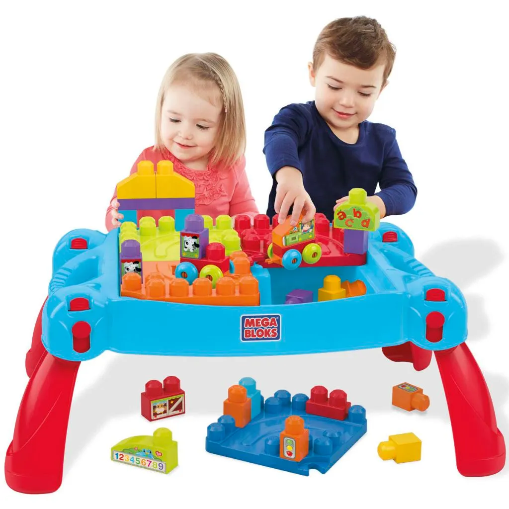 Table de construction Mega Bloks interactive avec rangement intégré