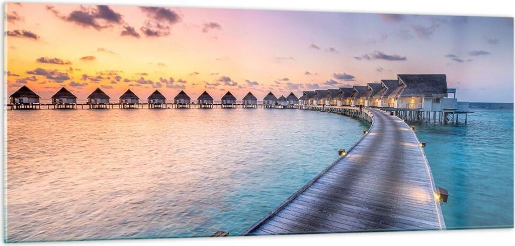 Bilder auf glas - Malediven Meer - 100x40cm - Glasbilder - Wandbilder - Kunstdruck - zum Aufhängen bereit - Wanddekoration aus Glas - Glas Bilder ...